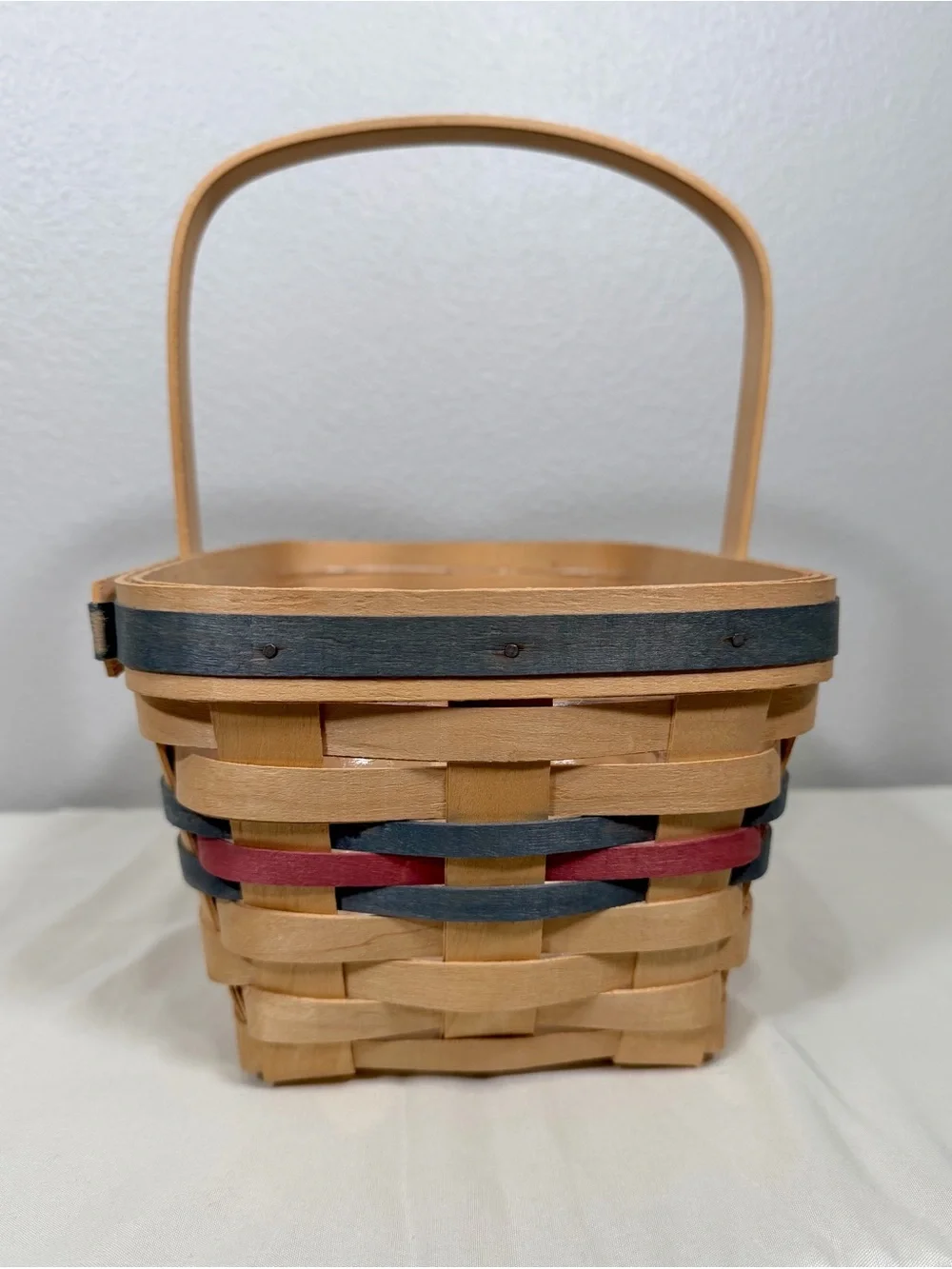 Vintage 1991 Longaberger All Purple Basket Natural Wood Spring Easter Trim 9.5x5